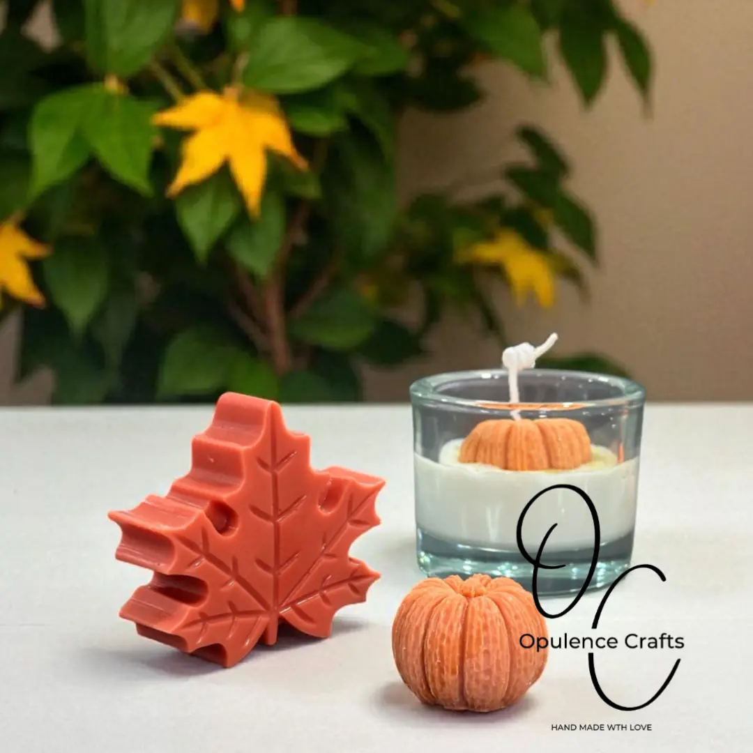 Fall Pumpkin Maple Leaf Candle Candle